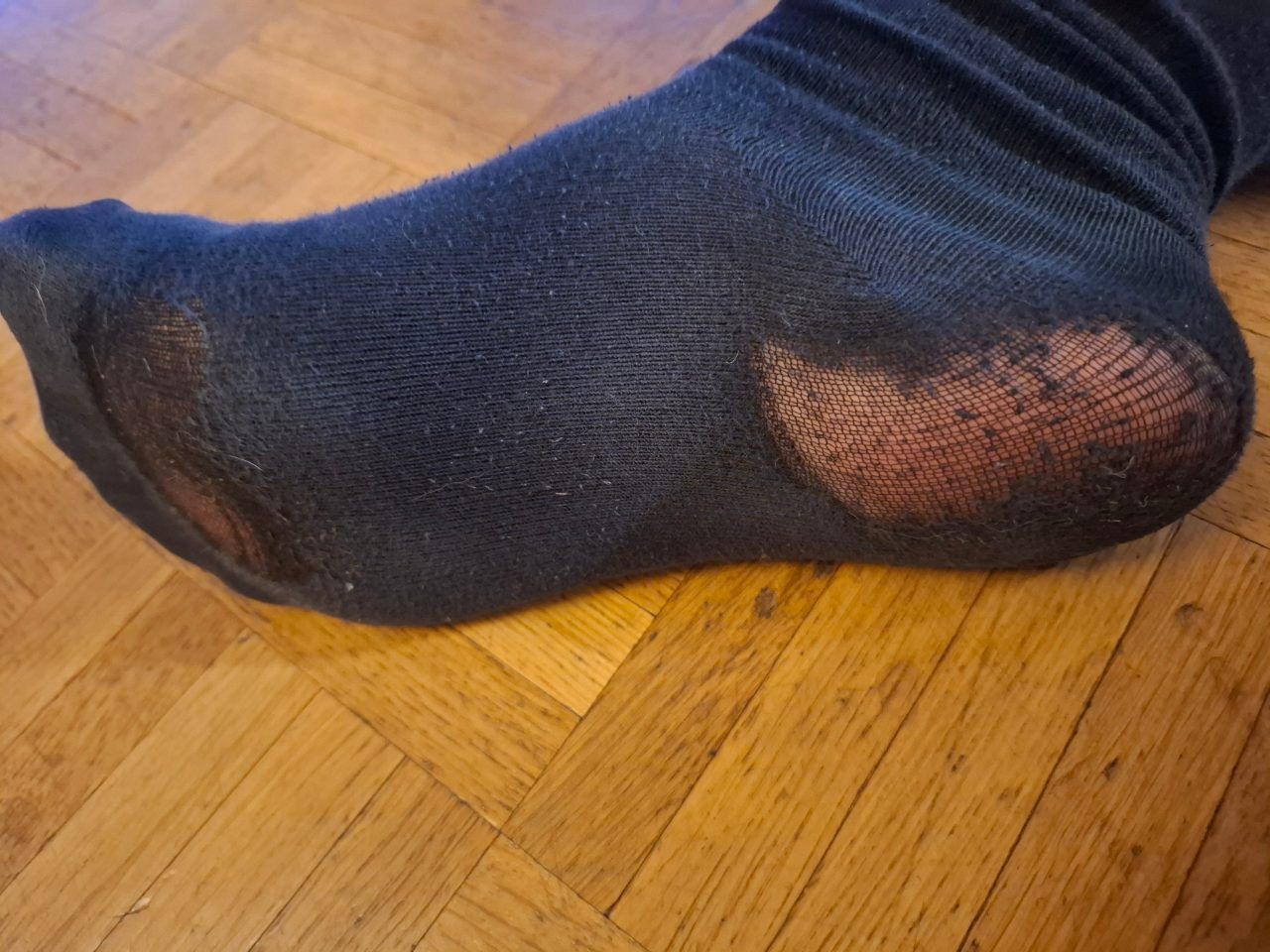 Socken sehr abgetragen