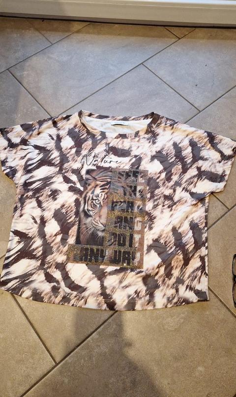 Steilmann Steilmann Shirt mit Tigermotiv und Pailletten Size 44