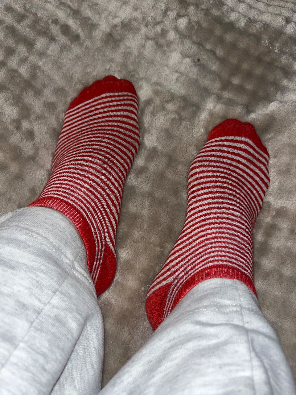 Worn Cute Red Socks Stripes Size 36