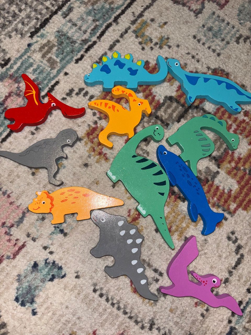 Ohne Marke 11 Holz Dinosaurier bunt
