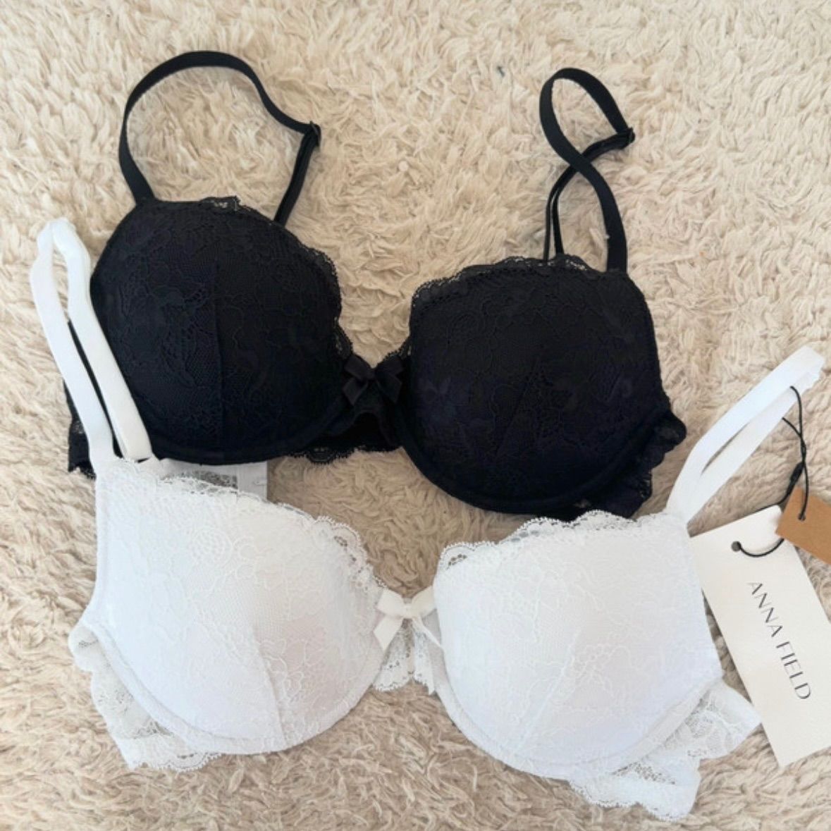 Anna Field spitzen bh set schwarz und weiß mit bügel