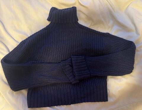 New Yorker Blauer Crop Rollkragenpulli / Strickpullover Gr. M Size M