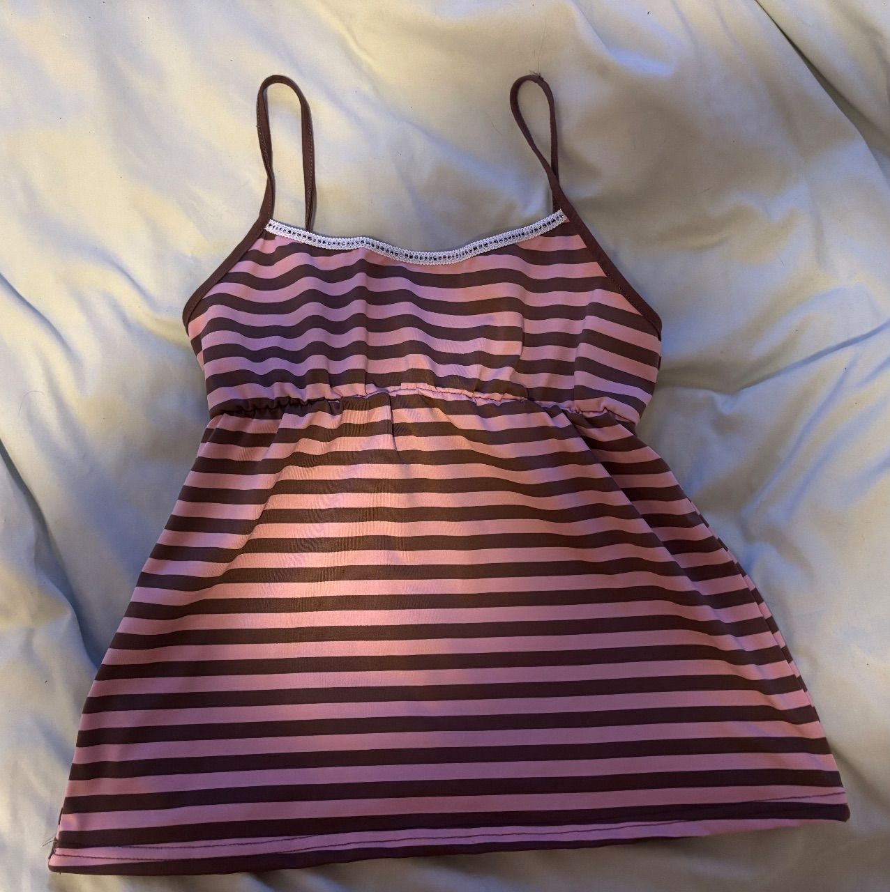 Shein Gestreiftes Camisole / Top von Shein (Gr. S) mit Spitzenborte Y2K Size S